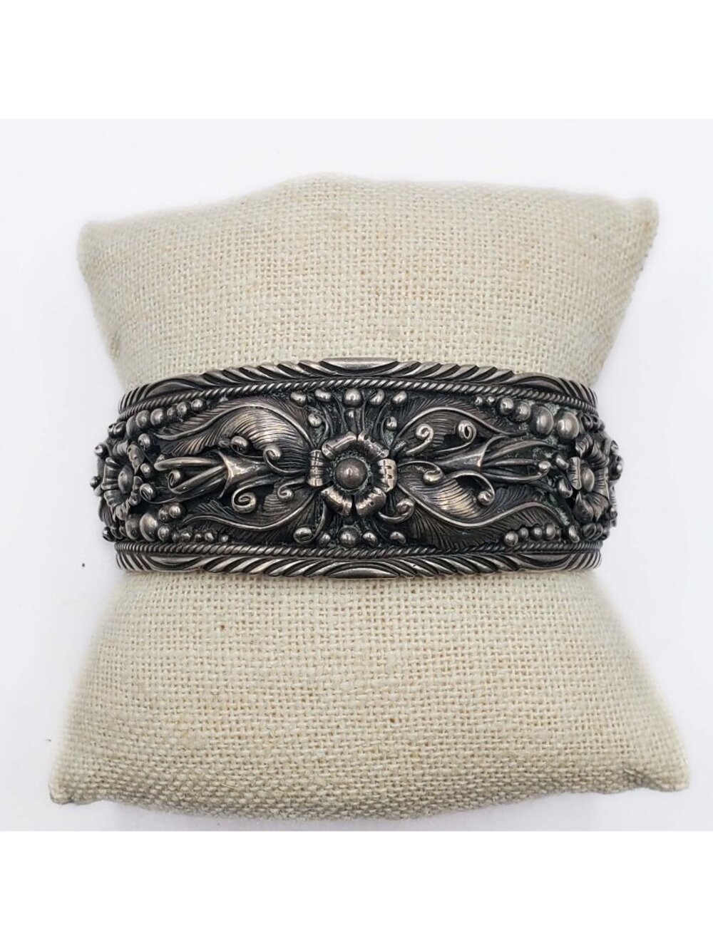 Southwestern George Begay Navajo Sterling Silver Repousse Cuff Bracelet